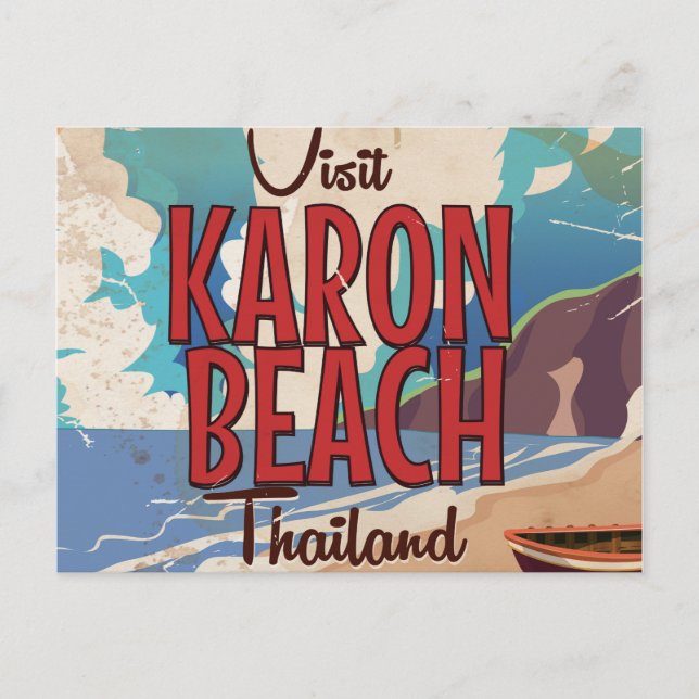 Karon Beach thailand vintage travel poster Postcard (Front)