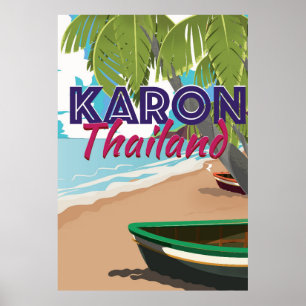 Karon thailand cartoon travel poster. poster