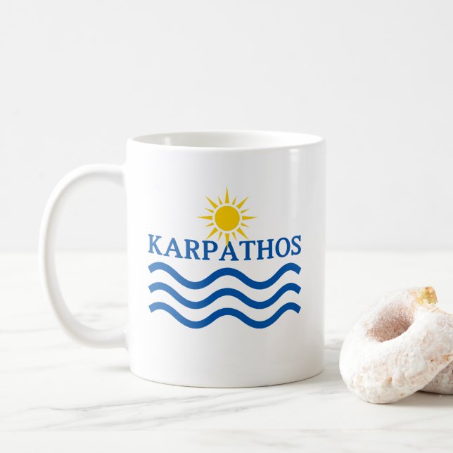 KARPATHOS Greece, Sun Waves Coffee Mug (With Donut)
