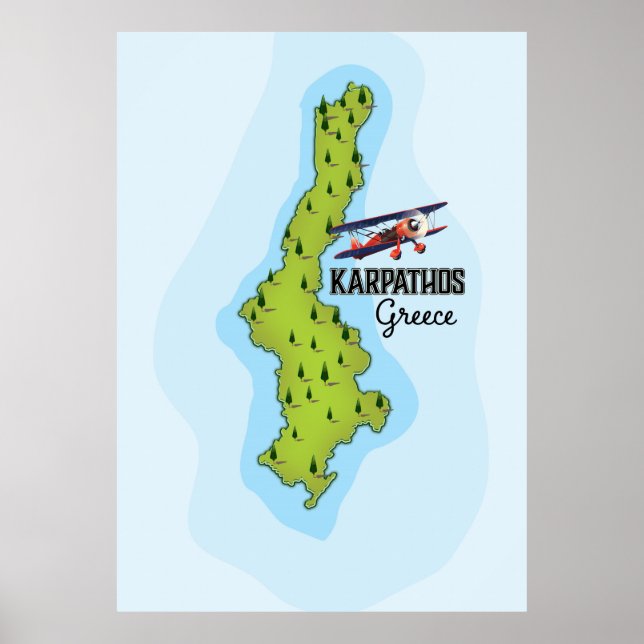 Karpathos Greek Map Illustrated travel poster (Front)