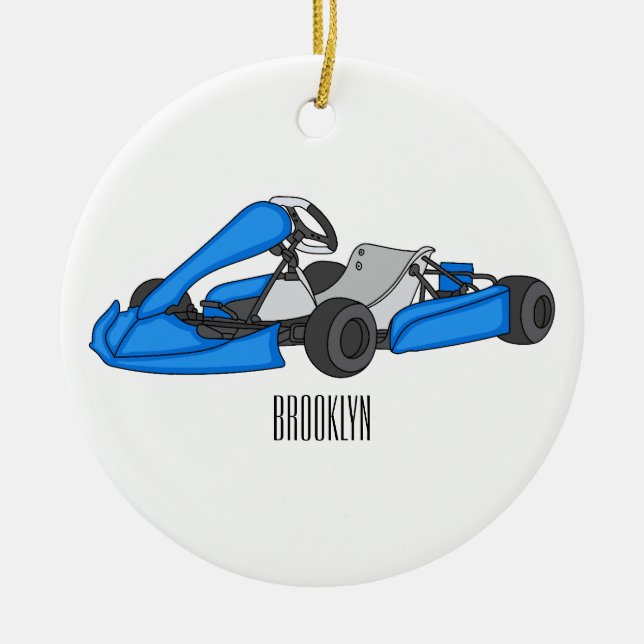 Kart racing cartoon illustration ceramic tree decoration (Front)