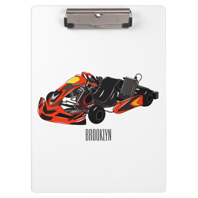 Kart racing cartoon illustration clipboard (Front)