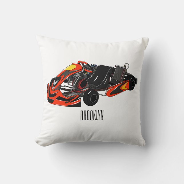 Kart racing cartoon illustration cushion (Front)