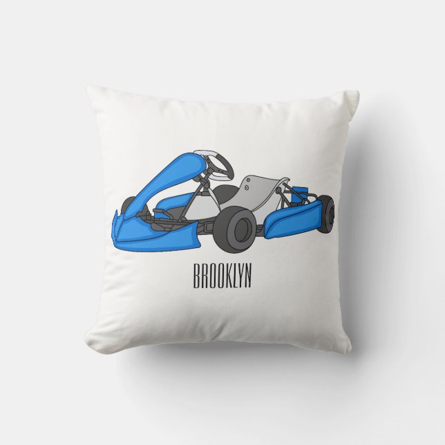 Kart racing cartoon illustration  cushion (Front)
