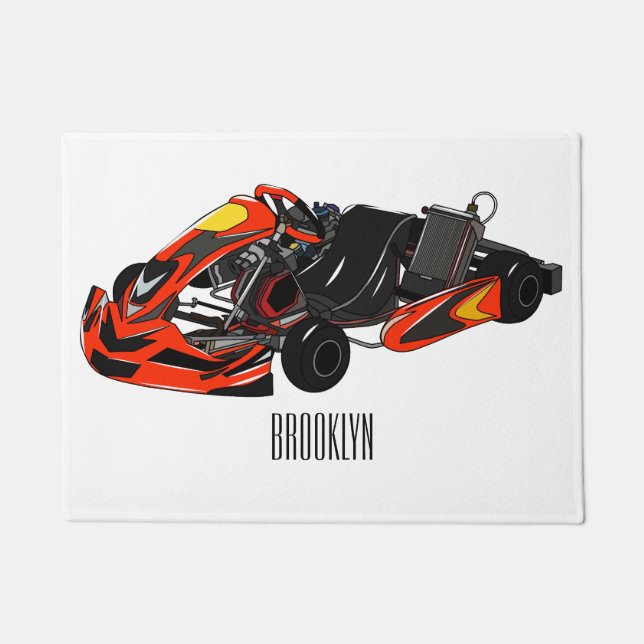 Kart racing cartoon illustration doormat (Front)