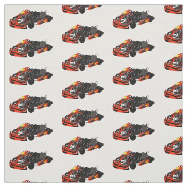 Kart racing cartoon illustration fabric (Swatch)