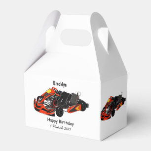 Kart racing cartoon illustration favour box