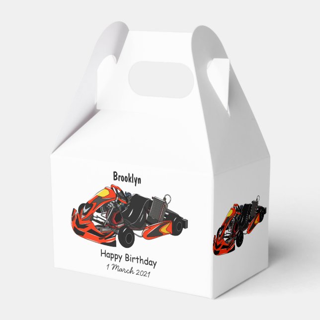 Kart racing cartoon illustration favour box (Front Side)