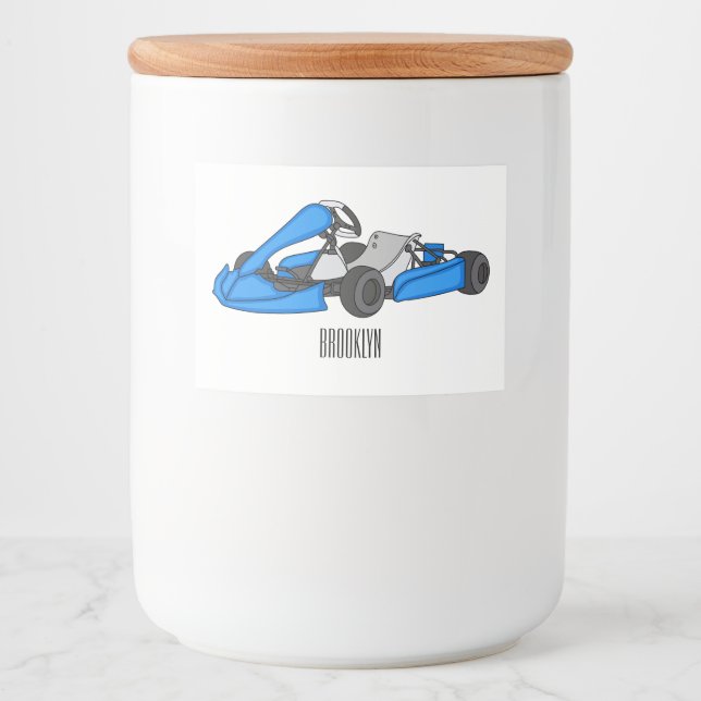 Kart racing cartoon illustration food label (Front)
