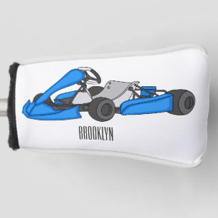 Kart racing cartoon illustration golf head cover