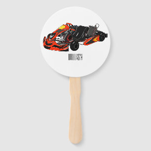 Kart racing cartoon illustration hand fan