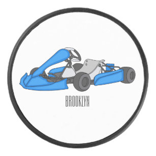 Kart racing cartoon illustration hockey puck