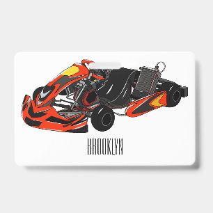 Kart racing cartoon illustration ID badge