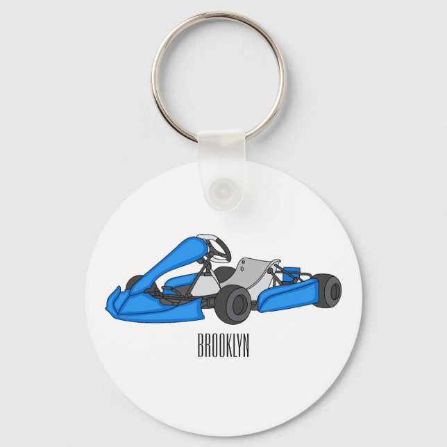Kart racing cartoon illustration key ring (Front)