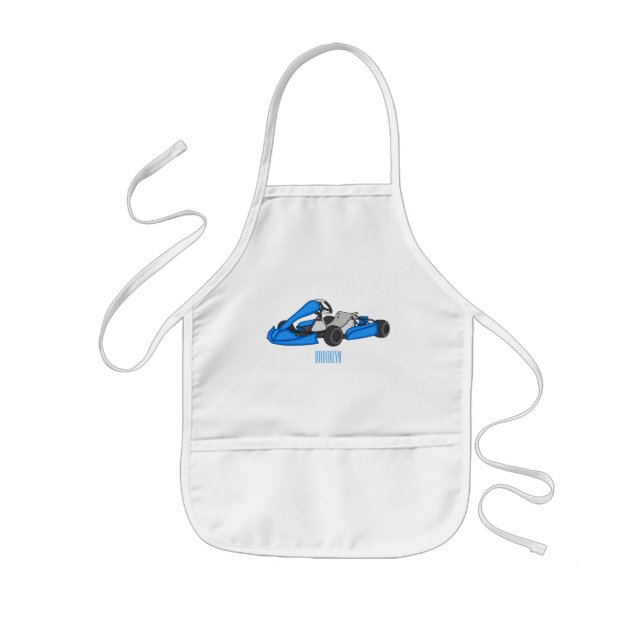 Kart racing cartoon illustration kids apron (Front)