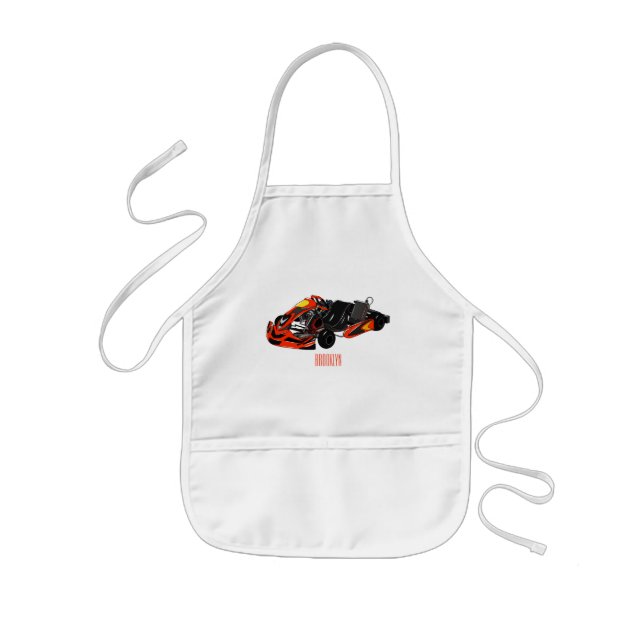 Kart racing cartoon illustration kids apron (Front)