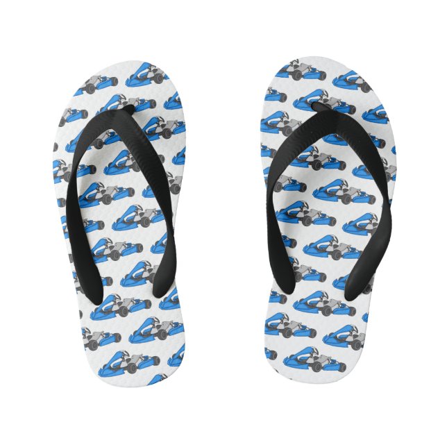 Kart racing cartoon illustration kid's jandals (Footbed)