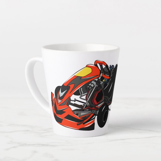 Kart racing cartoon illustration latte mug (Left Angle)