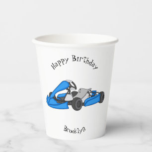 Kart racing cartoon illustration paper cups