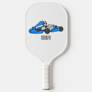 Kart racing cartoon illustration pickleball paddle
