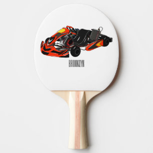 Kart racing cartoon illustration ping pong paddle