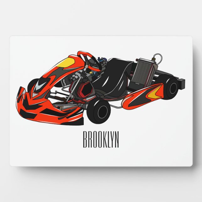 Kart racing cartoon illustration plaque (Front)