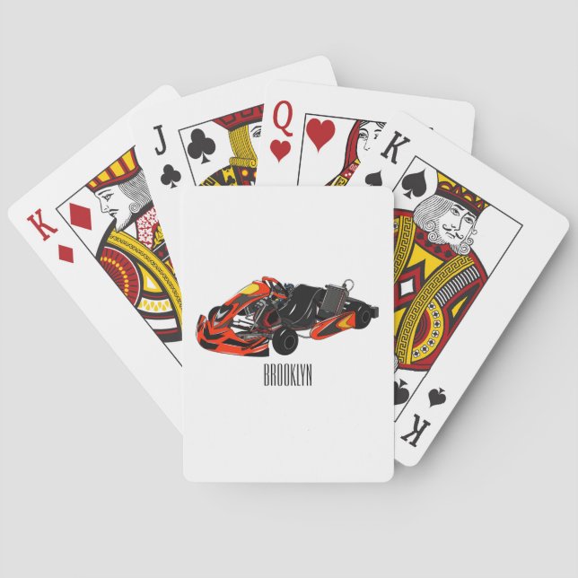 Kart racing cartoon illustration playing cards (Back)