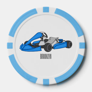 Kart racing cartoon illustration poker chips