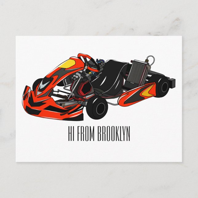 Kart racing cartoon illustration postcard (Front)
