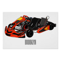 Kart racing cartoon illustration