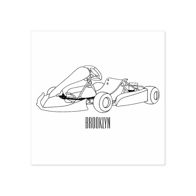 Kart racing cartoon illustration rubber stamp (Imprint)