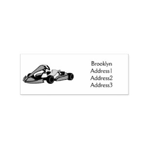 Kart racing cartoon illustration rubber stamp