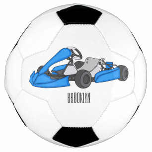 Kart racing cartoon illustration soccer ball