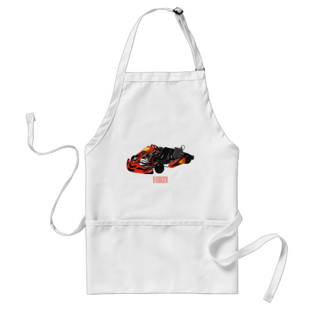 Kart racing cartoon illustration standard apron (Front)
