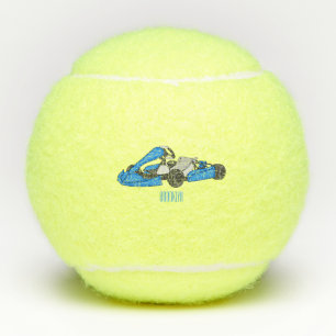 Kart racing cartoon illustration tennis balls