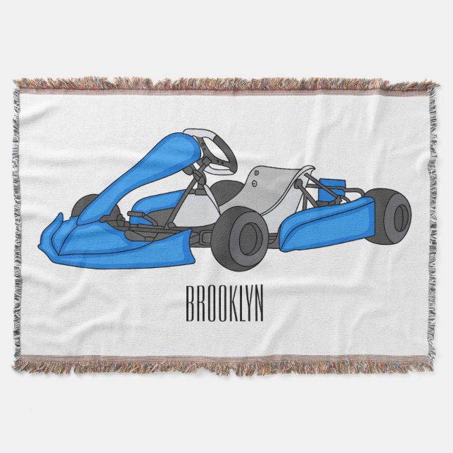 Kart racing cartoon illustration throw blanket (Front)