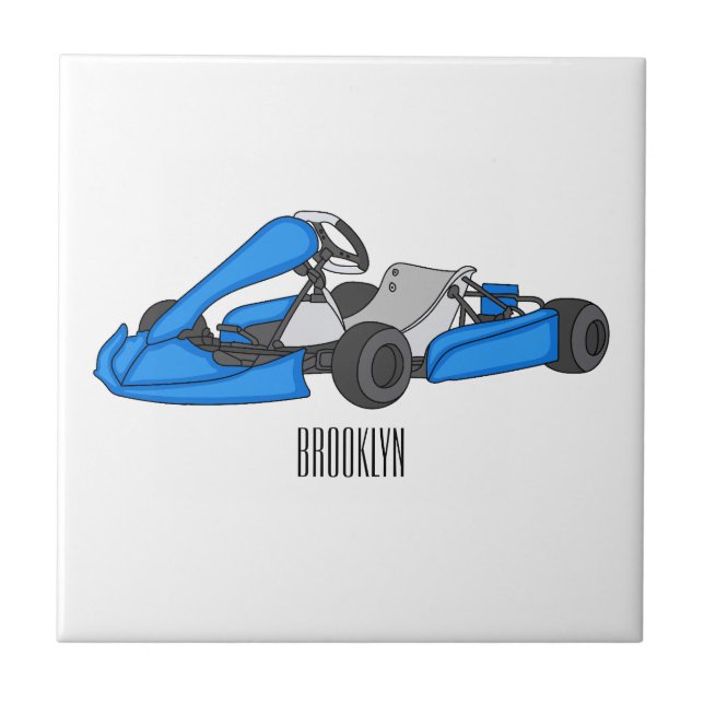 Kart racing cartoon illustration  tile (Front)