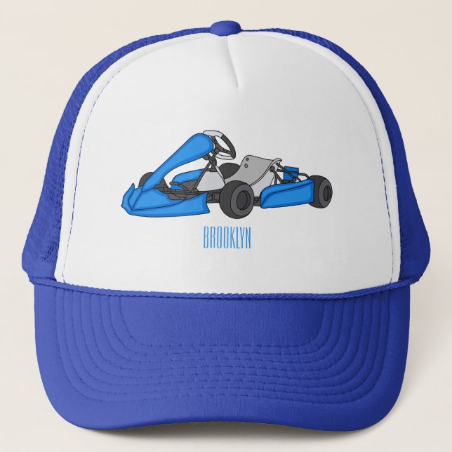 Kart racing cartoon illustration trucker hat (Front)