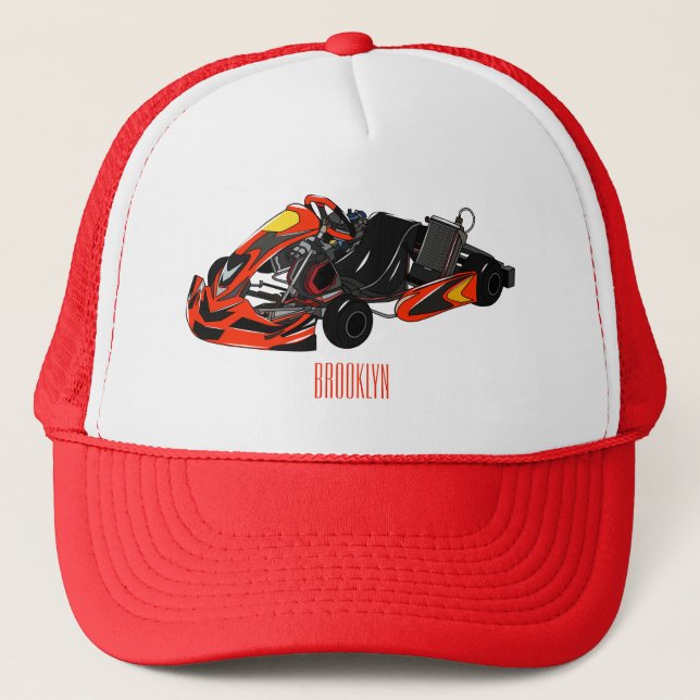 Kart racing cartoon illustration trucker hat (Front)