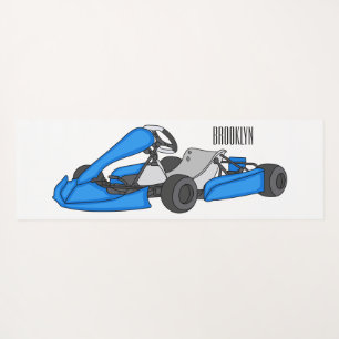 Kart racing cartoon illustration yoga mat