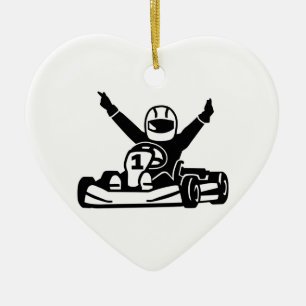 Kart racing champion ceramic tree decoration
