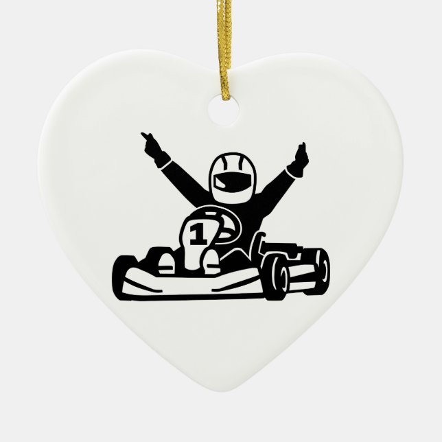 Kart racing champion ceramic tree decoration (Front)