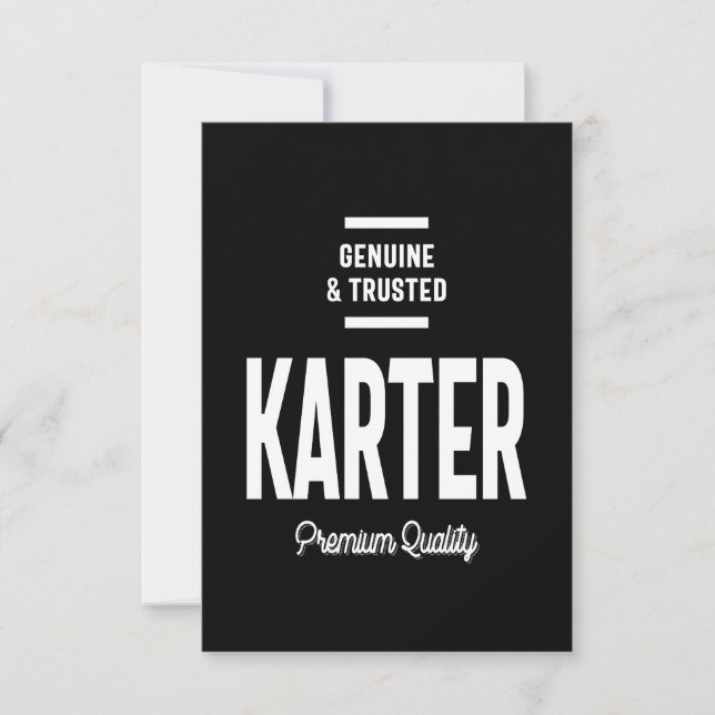Karter Personalised Name Birthday Gift RSVP Card (Front)