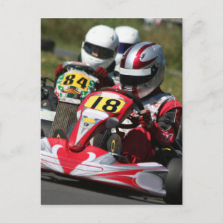 Karting karts minimax motor sport action racing postcard