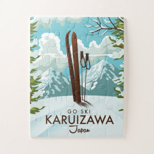 Karuizawa Japan Skiing travel poster Jigsaw Puzzle