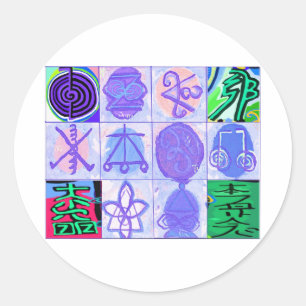 KARUNA REIKI Symbols Vintage Art by GURUs Hands Classic Round Sticker