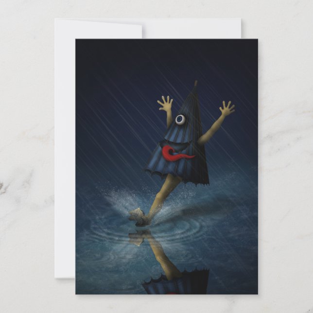 Kasa Obake Japanese Umbrella Ghost Rainy Day Invitation (Front)