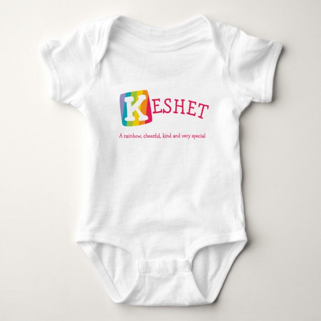 Kashet unisex rainbow baby name meaning baby bodysuit (Front)