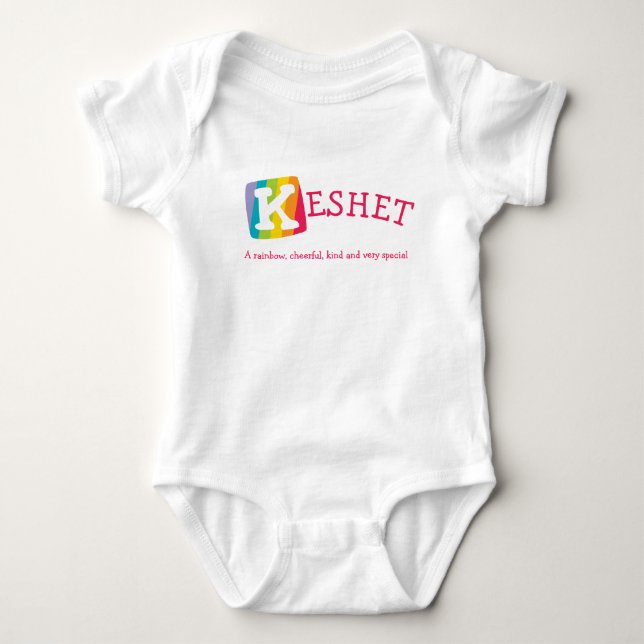 Kashet unisex rainbow baby name meaning bodysuit (Front)