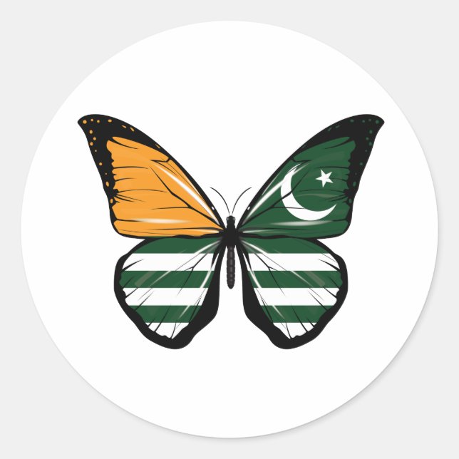 Kashmir Butterfly Flag Classic Round Sticker (Front)